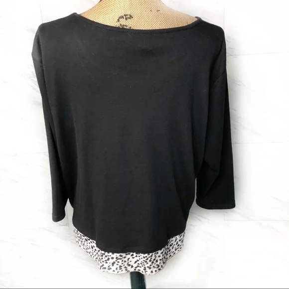Alfred Dunner Black Animal Print Embellished Top Size Petite XL, NWOT - Picture 3 of 12